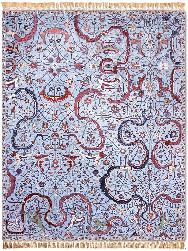 Tabriz Reverse Original auf Hellblau Teppich