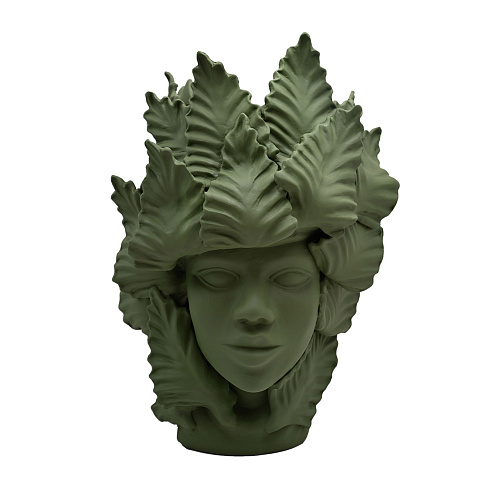 Maure‑Kopf matt grüne Skulptur