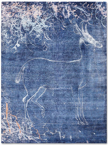 Antelope White on Navy Blue Teppich