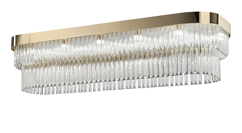 Luxus Soft Gold Kronleuchter mit transparentem Triedro-Glas