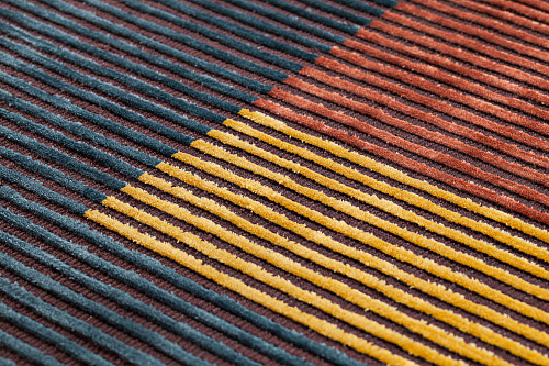 Handgewebter Teppich Viskose-Linien Mehrfarbig