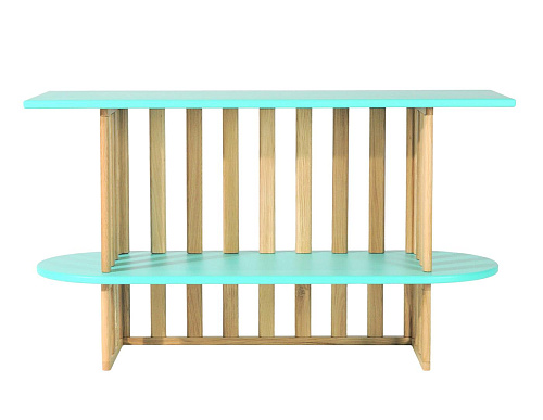 Grünes zweistöckiges Bücherregal