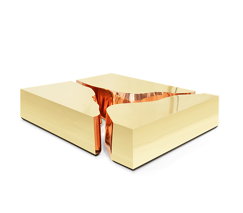 Fissure Gold‑Kupfer Couchtisch