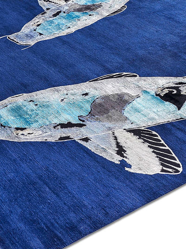 Blue auf Mitternachtsblau Teppich