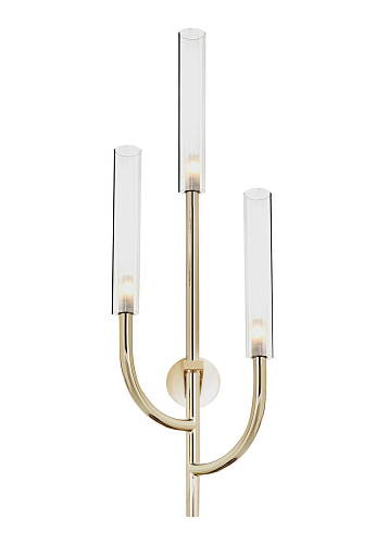 Gold Wandleuchte mit transparenten Pyrex-Glasschirmen