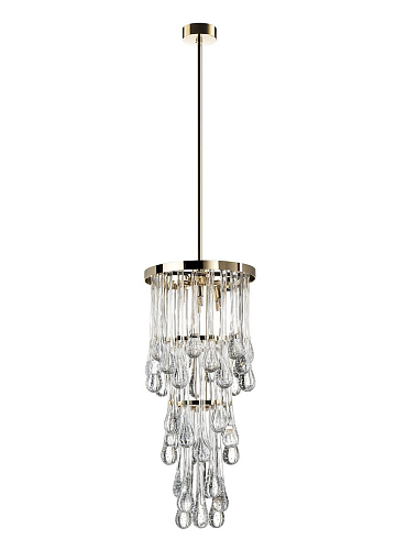 Moderner Murano-Tropfen-Kronleuchter in Soft-Gold-Optik