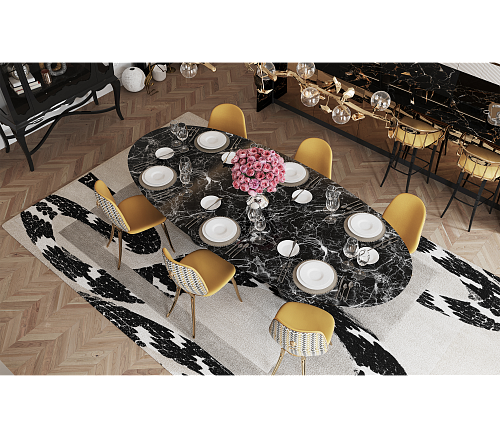 Obsidian Ovaler XL Nero Marquina Esstisch