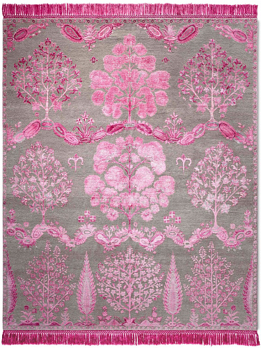 Mughal Eye Candy Pink auf Naturgrau Teppich