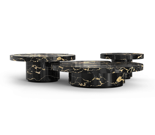 Dominion Portoro Marmor 3‑teiliges Mitteltisch‑Set