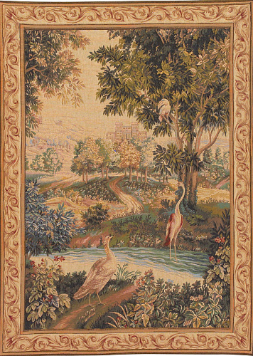 Grünwerk mit Vögeln Wandteppich