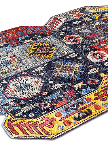 Multishape Color auf Dunkelblau 92 × 183 cm Teppich