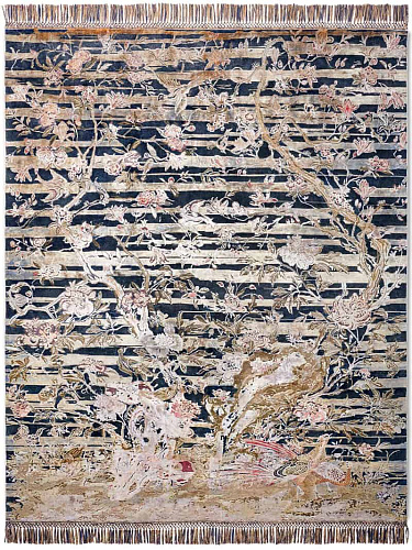 Original auf Mitternachtsblau mit fetten Linien Teppich