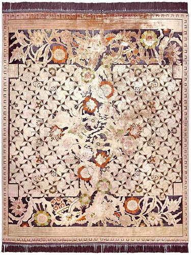 Floral Versus Geometrics Original auf Tiefviolett Teppich