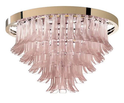 Pinker Glasblatt-Kronleuchter
