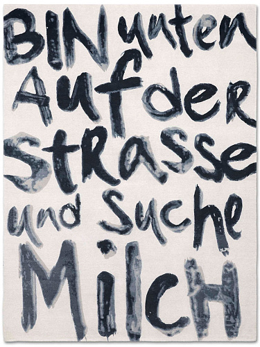 Handwriting Suche Milch B&W auf Weiß Teppich