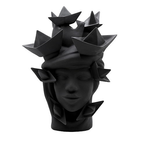 Maure‑Kopf dunkelgraue Skulptur
