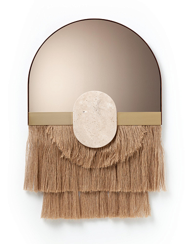 Souk Ecru Linen Dekorativer Wandspiegel