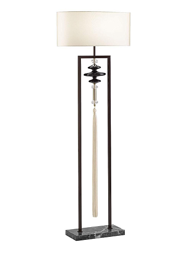 Stehlampe mit Marmorsockel und Elfenbeinschirm