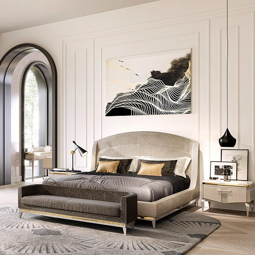 Zeitgenössisches beiges Bett