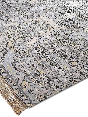 Azerbaijan Silver on Grey Mix Teppich
