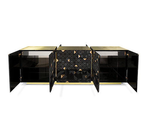 Mosaic Gold‑Schwarz Sideboard