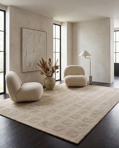 Symbol Grid Beige Teppich