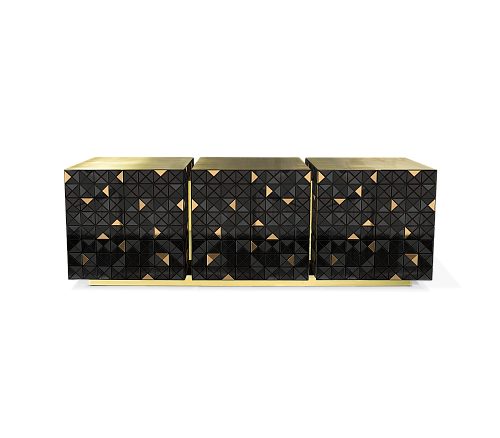 Mosaic Gold‑Schwarz Sideboard