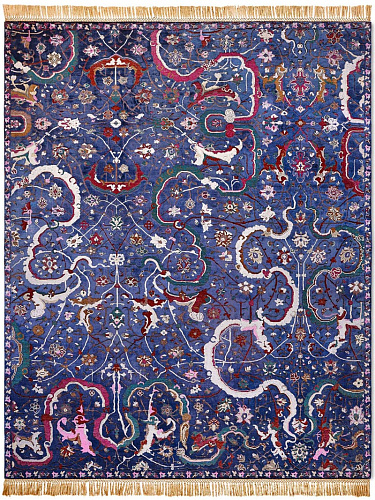 Tabriz Reverse Original auf Mitternachtsblau Teppich