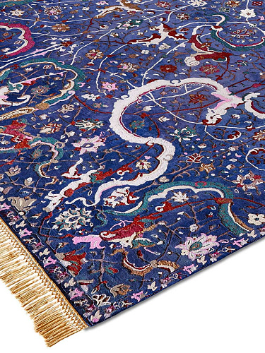 Tabriz Reverse Original auf Mitternachtsblau Teppich