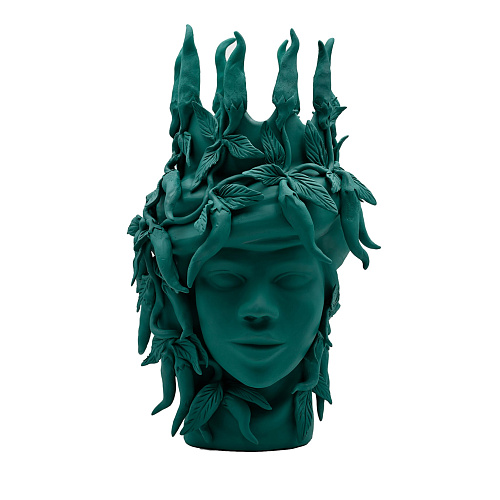 Maure‑Kopf dunkelgrüne Skulptur