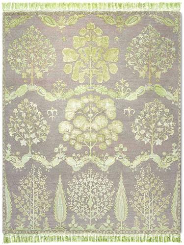 Mughal Apple Green auf Naturgrau Teppich