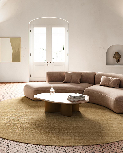 Runder Gold Bambusseide Teppich