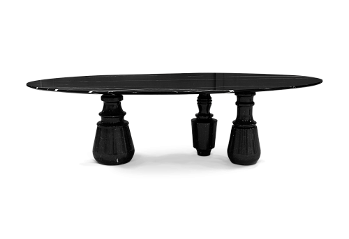 Obsidian Ovaler XL Nero Marquina Esstisch
