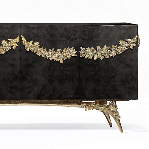 Majestica Schwarzes Pappelwurzelfurnier‑Sideboard