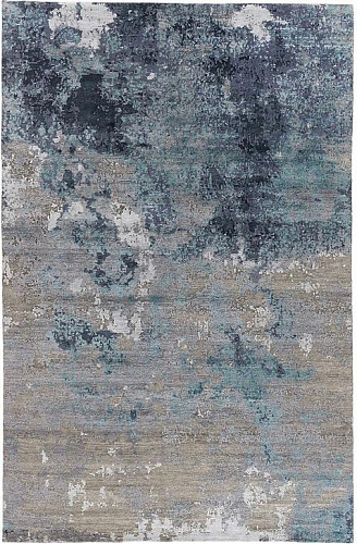 Handgeknüpfter Abstrakt Blau Teppich