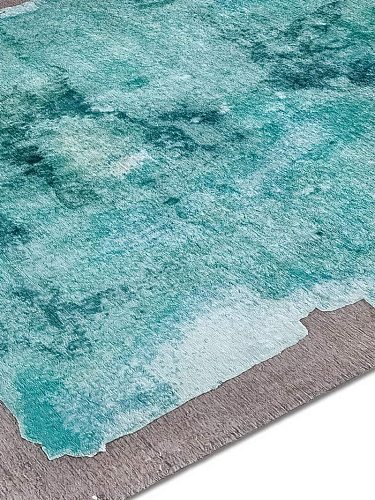 Aqua Blue auf Naturgrau Teppich