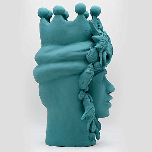 Maure‑Kopf türkis handgefertigte Skulptur