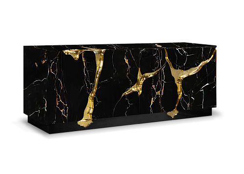 Schwarz‑Gold Opulentes Sideboard