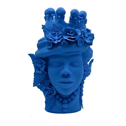 Maure‑Kopf blaue Skulptur