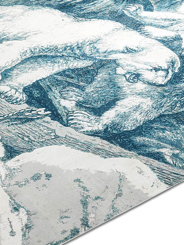 Polar Bear Little Blue auf Grau Teppich