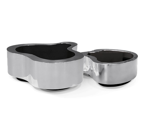 Crest Polierter Edelstahl Couchtisch‑Set