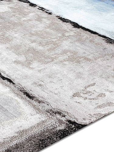 Light Blue Silver White on Black Teppich