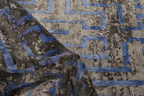 Handgeknüpfter Bambusseide Indischer Abstrakter Teppich