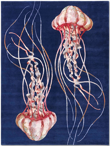 Jellyfish Original auf Midnight Blue Teppich