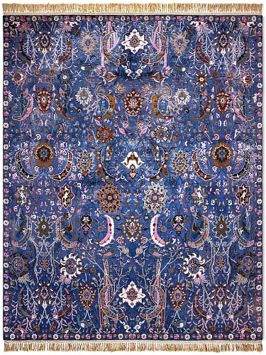 Kerman Reverse Original auf Mitternachtsblau Teppich