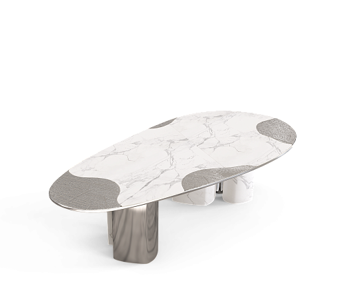 Athena Carrara Marmor & Silber Esstisch