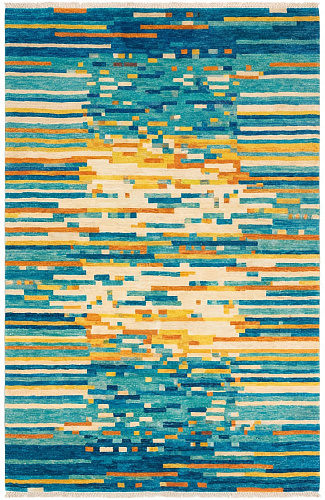 Pixel Wave Teal Teppich