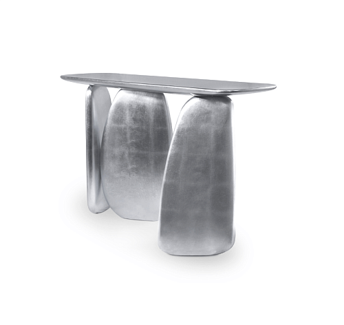 Skulpturaler Silber-Konsolentisch