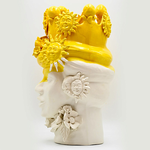 Maure‑Kopf gold‑weiße handgefertigte Skulptur