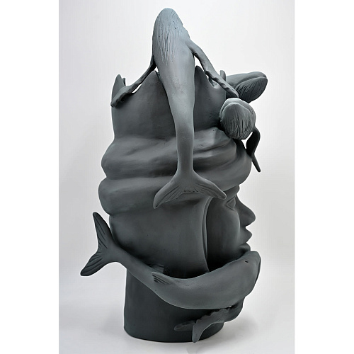 Maure‑Kopf graue Skulptur